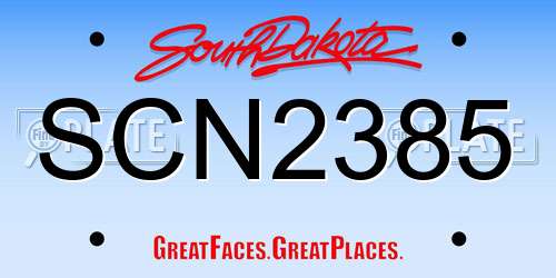 SCN2385 South Dakota License Plate