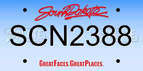 SCN2388 South Dakota License Plate
