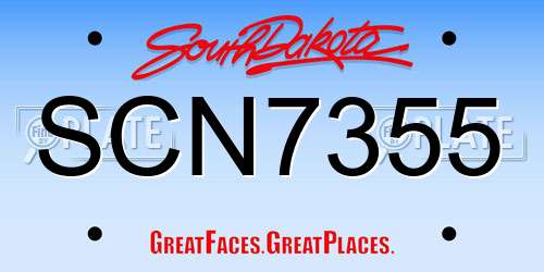 SCN7355 South Dakota License Plate