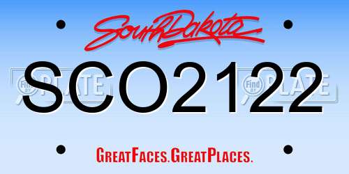 SCO2122 South Dakota License Plate