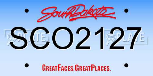SCO2127 South Dakota License Plate