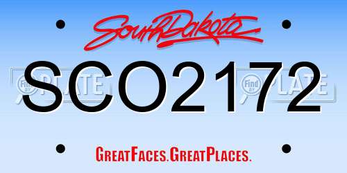 SCO2172 South Dakota License Plate