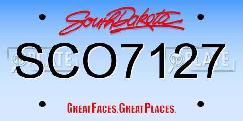 SCO7127 South Dakota License Plate