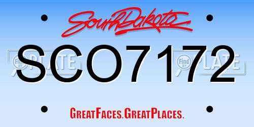 SCO7172 South Dakota License Plate