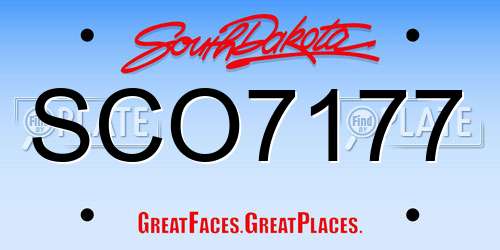 SCO7177 South Dakota License Plate