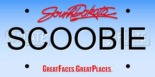 SCOOBIE South Dakota License Plate