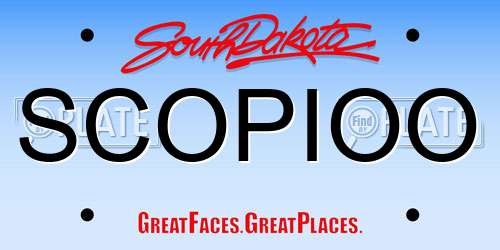 SCOPIOO South Dakota License Plate