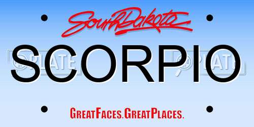 SCORPIO South Dakota License Plate