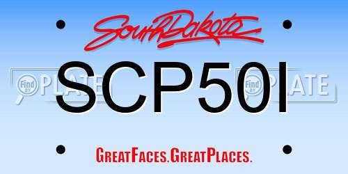 SCP50I South Dakota License Plate