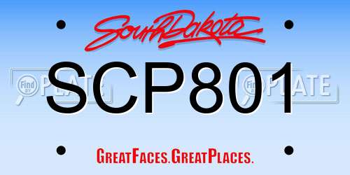 SCP801 South Dakota License Plate