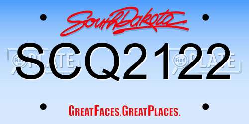 SCQ2122 South Dakota License Plate