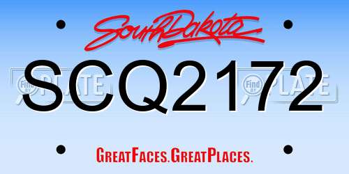 SCQ2172 South Dakota License Plate