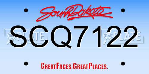 SCQ7122 South Dakota License Plate