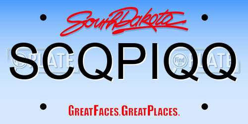 SCQPIQQ South Dakota License Plate