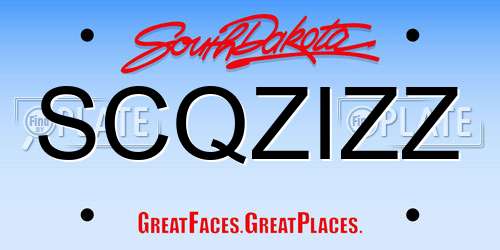 SCQZIZZ South Dakota License Plate