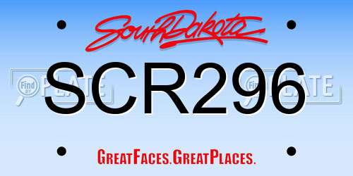 SCR296 South Dakota License Plate