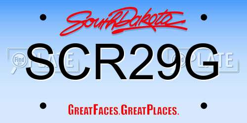 SCR29G South Dakota License Plate
