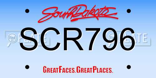 SCR796 South Dakota License Plate