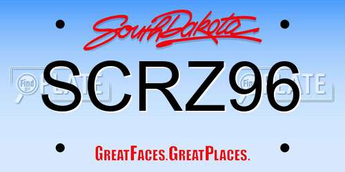 SCRZ96 South Dakota License Plate