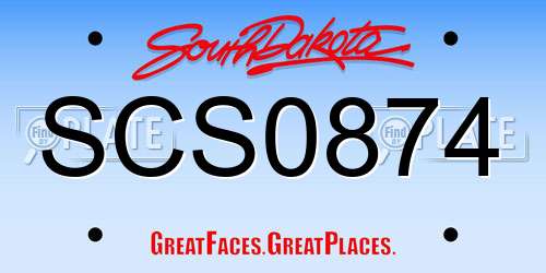 SCS0874 South Dakota License Plate