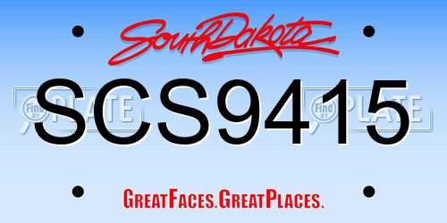SCS9415 South Dakota License Plate
