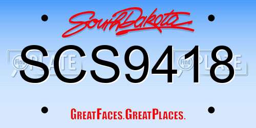 SCS9418 South Dakota License Plate