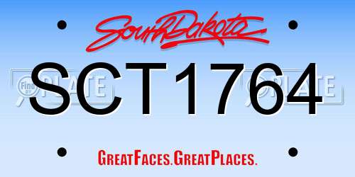 SCT1764 South Dakota License Plate
