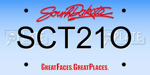 SCT21O South Dakota License Plate