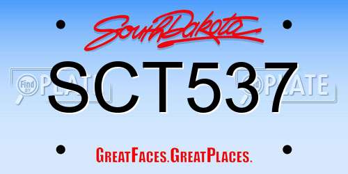 SCT537 South Dakota License Plate