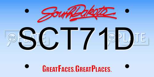 SCT71D South Dakota License Plate