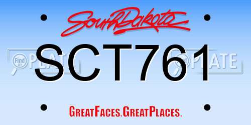 SCT761 South Dakota License Plate