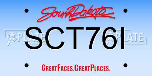 SCT76I South Dakota License Plate