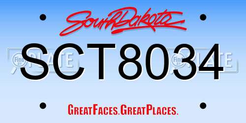 SCT8034 South Dakota License Plate