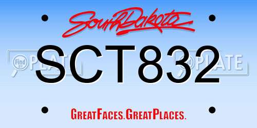 SCT832 South Dakota License Plate