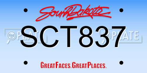 SCT837 South Dakota License Plate
