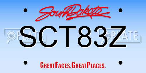 SCT83Z South Dakota License Plate