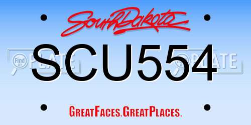 SCU554 South Dakota License Plate