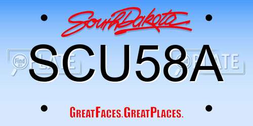 SCU58A South Dakota License Plate