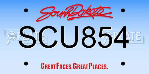 SCU854 South Dakota License Plate
