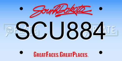 SCU884 South Dakota License Plate
