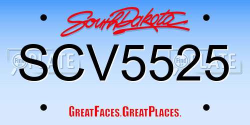 SCV5525 South Dakota License Plate