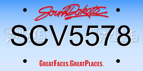 SCV5578 South Dakota License Plate