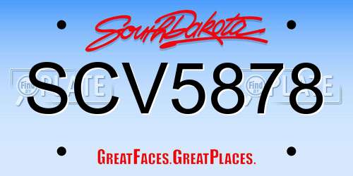 SCV5878 South Dakota License Plate