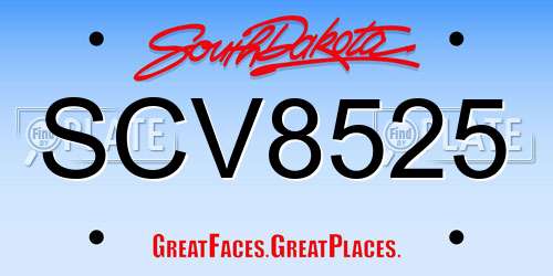 SCV8525 South Dakota License Plate