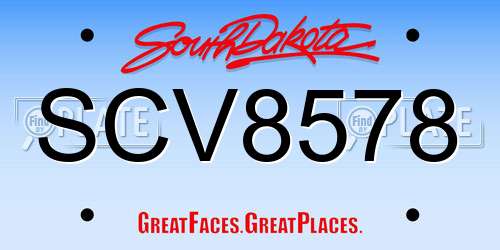 SCV8578 South Dakota License Plate