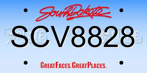 SCV8828 South Dakota License Plate
