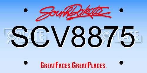 SCV8875 South Dakota License Plate