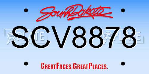 SCV8878 South Dakota License Plate