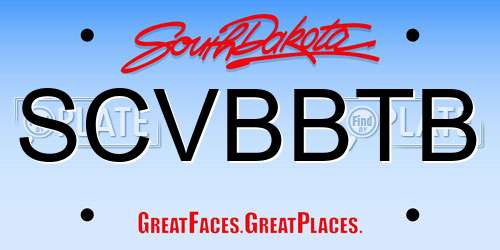 SCVBBTB South Dakota License Plate