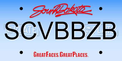 SCVBBZB South Dakota License Plate